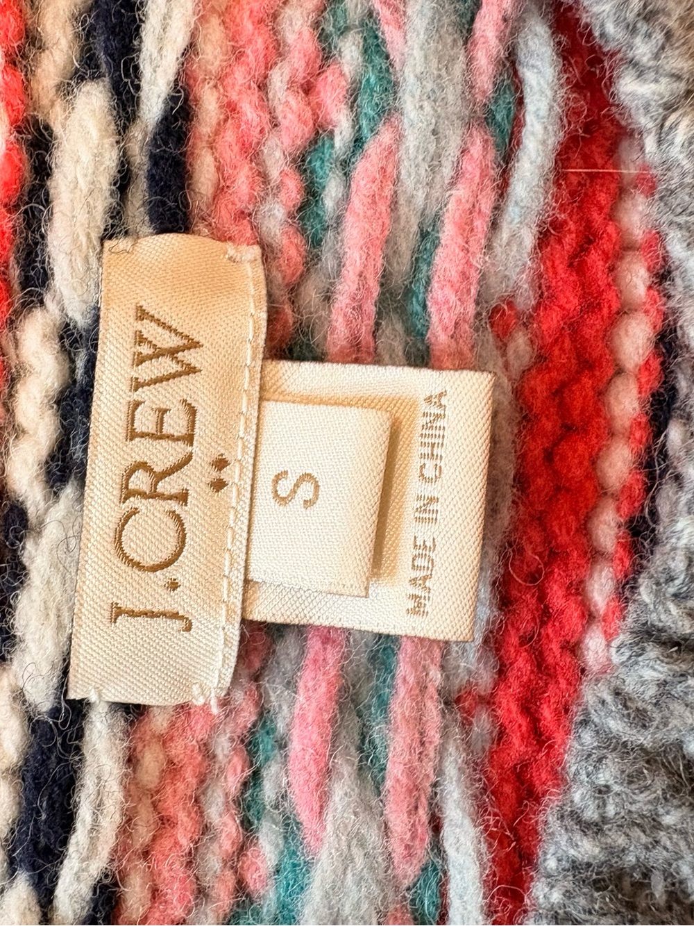 J. Crew Multicolor Striped Knit Sweater Small in Red, Pink, Teal and Gray